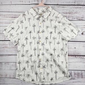 Marine Layer Palm Tree Print Short Sleeve Button Down Stretch Selvage Shirt